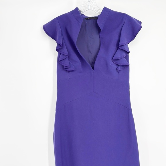 Black Halo Eva Keyhole Ruffle Royal Purple Dress size 8 - Picture 7 of 12